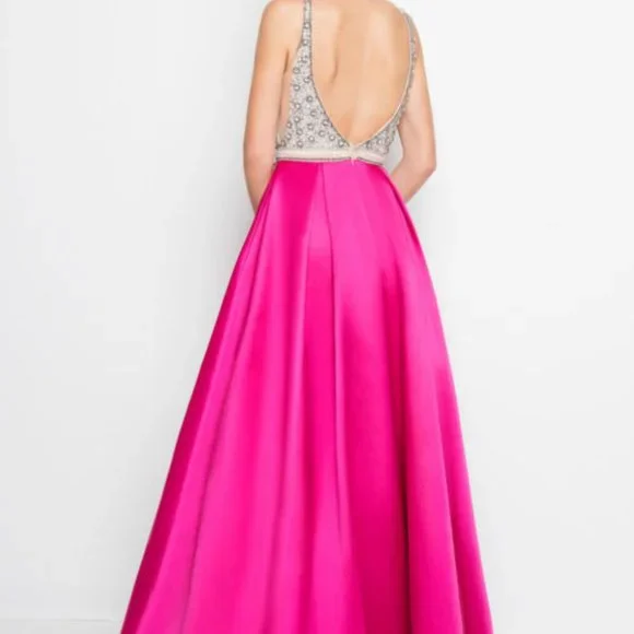 Terani Couture Beaded Satin A-line Gown - Picture 2 of 5